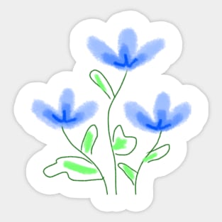 Blue floral watercolor art Sticker